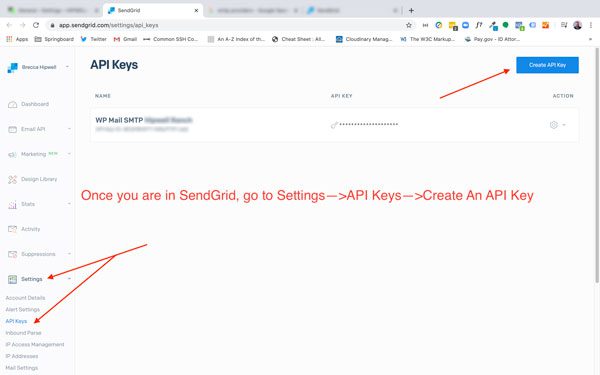 SendGrid SMTP API Key Generation