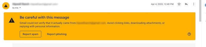 Yellow Gmail Be Careful With This Message warning from Woocommerce automatically generated order emails