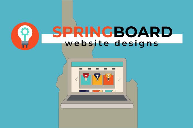 Springboard Website Designs logo with outline of the state of Idaho and showing a online website business