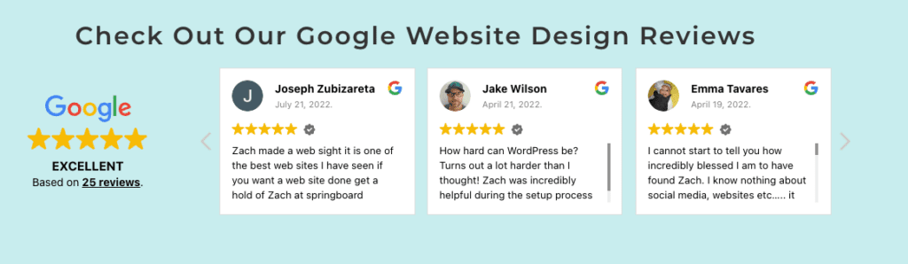 Springboard website designs google reviews